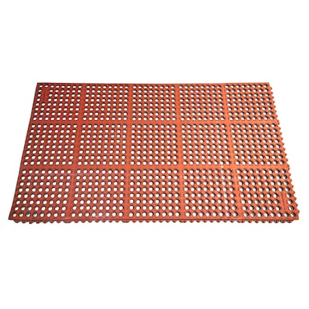 Rhino Mats M-Series Drainage Mat, Rubber, Drainage Holes, 39 in W x 58 in L, Terra Cotta M-3958R